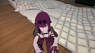 yukoshvr's kafka and furina dominate goth boy in steamy turns!