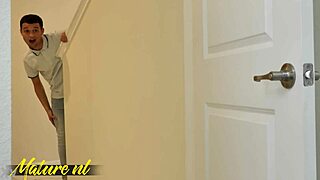 busty milf spots spying virgin and guides his first creampie deep inside