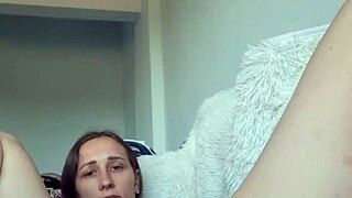blonde babe moans loud double dildoing pussy and ass solo