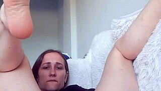 blonde babe moans loud double dildoing pussy and ass solo