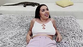 curvy babe's big tits bounce as she's forced to squirt hard