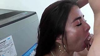 the athletic latina fucks repairman wildly like a teasing whore in kitchen