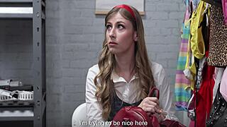 burglar bent over desk submits to blackmailed domination and blowjob