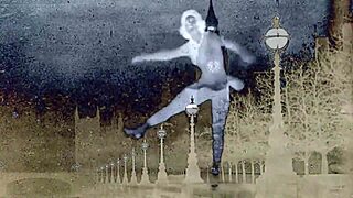 Vintage interracial threesome delivers raw anal group action