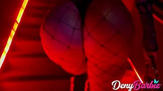 Hot blonde bombshell dances seductively in tight skirt at the club