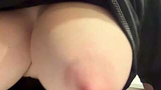 Horny European big tits milf bounces boobs solo closeup