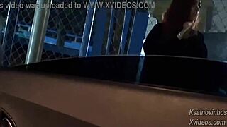 Risky street handjob tempts hot public beauty