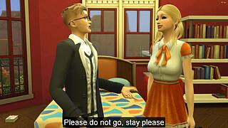 Hot blonde teen lures colleague home for big cock study break creampie