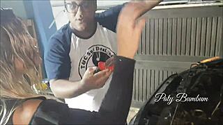 hot latina fixes car with her big ass in favela