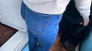 redhead teen chats casually on public balcony view