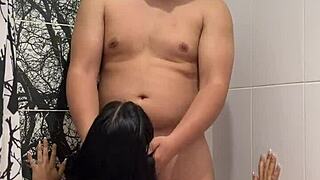 Rica Colombian Ebony Gets Fat Ass Pounded in Shower Ending with Mouthful Cum