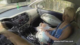 Picking Up Short Haired Blonde Cutie For Bent Over Outdoor Doggystyle Hardcore Pounding