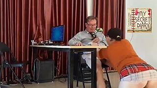 boss dominates curvy secretary with rough pussy pounding and mouth blowjobs in office shower tease