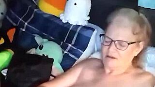 Mature milf with saggy big natural tits does naked yoga then masturbates wildly