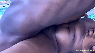 bbc ebony babe creams tight pussy on huge dick