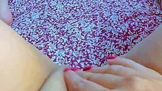 blonde shoves neighbor's face into her shaved pink wet pussy for raw sucking