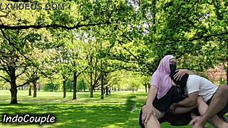 hey real couple sneaks outdoor public park sex affair