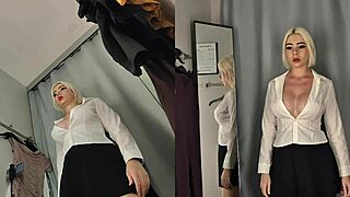 Upskirt Spy Naked Blonde Big Tits See-Through Try-On