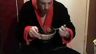 Bisexual Guy Gulps Piss-Soaked Coco Pops Cum Breakfast