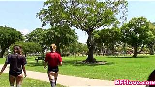 skinny teen friends tease coach into wild fuck