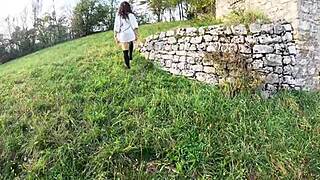 Stripping Naked in Nature Teases Neighbors Dripping Wet Pussy Walk