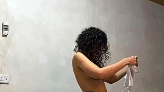 SPY CAM catches Colombian college model's perfect tits and ass undressing OUTDOORS!