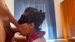 naughty latina student teases deepthroats swallows creamy cumshot closeup