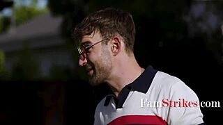 how do two horny shaved pussy blondes trick guys outdoors for group fun