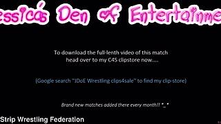 Queen of Mean April Paisley vs Tammy Pink Bra Panties Strip Wrestling Match