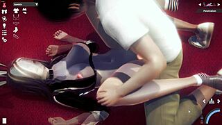 submissive asian bunny sucks monster cock hard then creampie fills her up