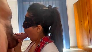 naughty latina student teases deepthroats swallows creamy cumshot closeup