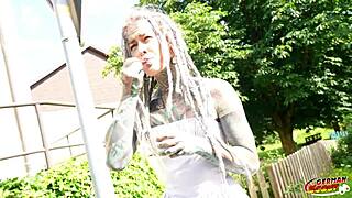 German Scout's Split Tongue Tattoo Slut Anuskatzz Begs for Rough Anal Casting