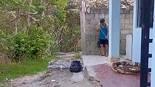 ugly old man rips clothes off busty beauty for public wet pussy pounding