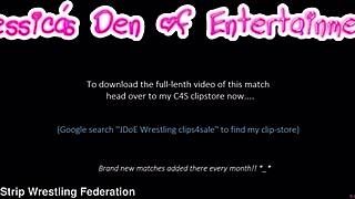 Queen of Mean April Paisley vs Tammy Pink Bra Panties Strip Wrestling Match