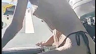 Hairy pussy bikini babe dances seductively on boat tour