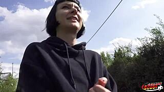 hey tall skinny french delfine dahlia picked up for public rough fuck casting