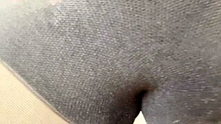 Teen babe exposes wet pussy in see-through pantyhose