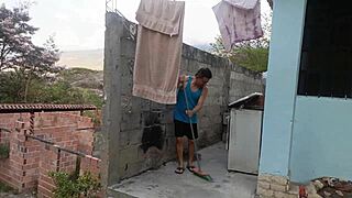 ugly old man rips clothes off busty beauty for public wet pussy pounding