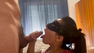 naughty latina student teases deepthroats swallows creamy cumshot closeup