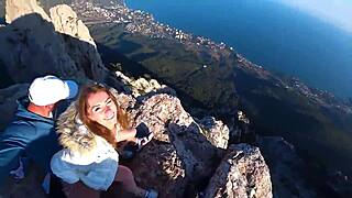 i risk it all for public cliff ride with tight amateur beauty