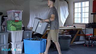 blonde milf sofa rides big cock sucks balls gets cum on enhanced tits