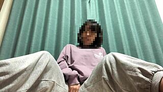 she spreads her wet shaved pussy wide for an intense show-off masturbation session