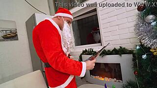 Santa's Naughty Christmas Anal Gift for Monika Fox with Squirt and Cum