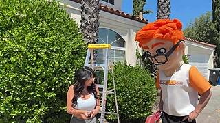 enticing garden romp with busty brunette's wild pleasures awaits