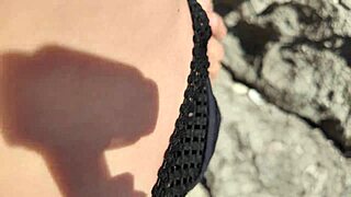 public beach fun with horny curvy milf flashing