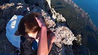 i risk it all for public cliff ride with tight amateur beauty