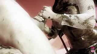 Naughty Oiled Brunette Fucks Doggy Style After Licking And Riding In Heels!