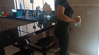 Maid in Tight Leggings Tempts Horny Boss for Cash Fuck