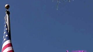 Petite tatted Michelle risks public nudity, flashing shaved pussy everywhere