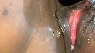 Close-Up Ebony Pussy Licking Dripping Wet Squirting Orgasms Movie Night